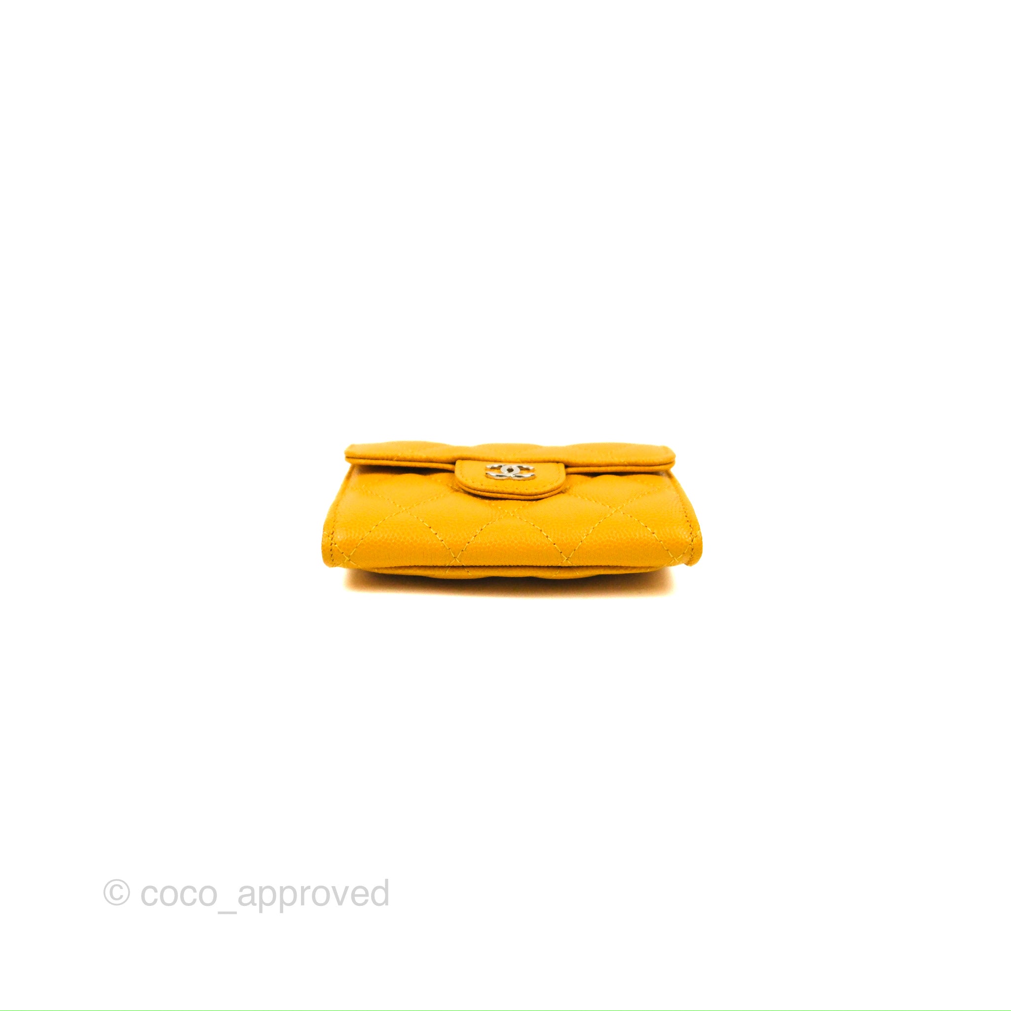 Chanel Classic Flap Coin Purse in Yellow Caviar Leather with Gold Hardware - Luxury Wallet for Women, Perfect for Parties & Everyday Use