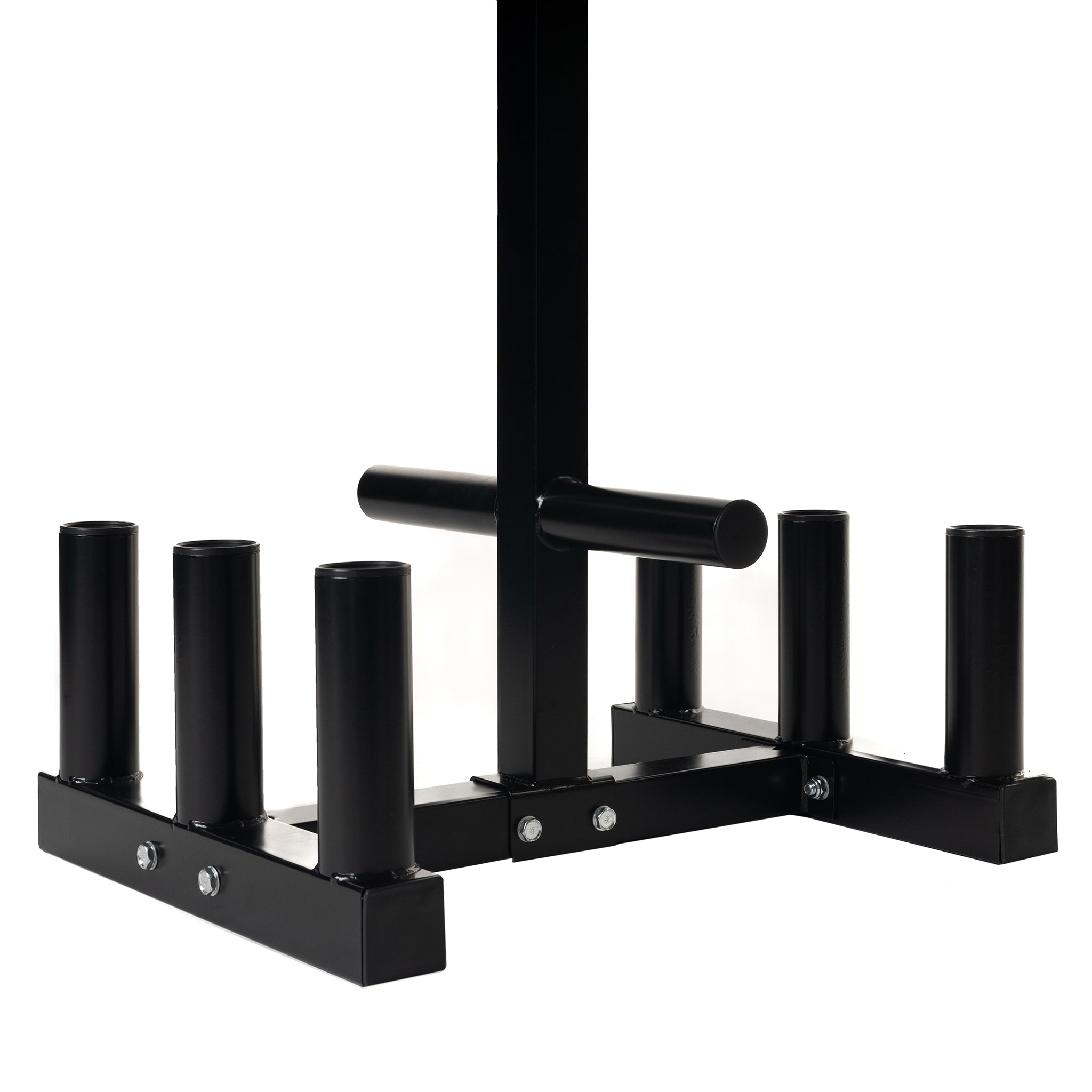 AmStaff Fitness Olympic Plate Tree & Bar Holder - Heavy Duty Weight Plate Storage Rack for Home Gym & CrossFit Training