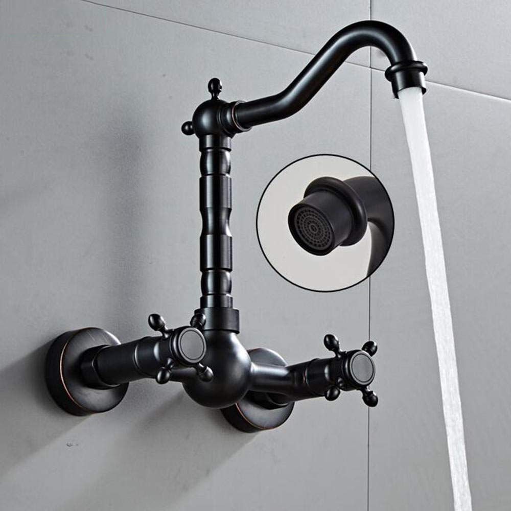 Brass Wall Mount Kitchen Faucet - Hot & Cold Water Rotating Tap for Sink, Washbasin & Bathroom | Perfect for Modern Homes, Restaurants & Commercial Spaces