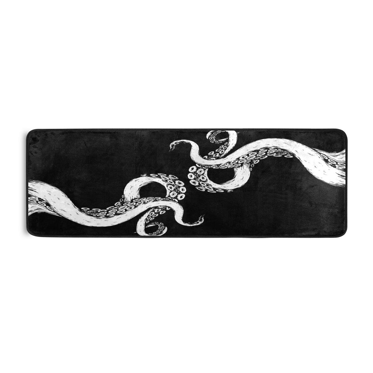 ALAZA Ocean Octopus Kraken Black Collection Area Rug - 2' x 6' Non-Slip Floor Mat for Living Room, Bedroom, Kitchen - Perfect for Home Decor, Kids Play Area & Coastal Theme Spaces