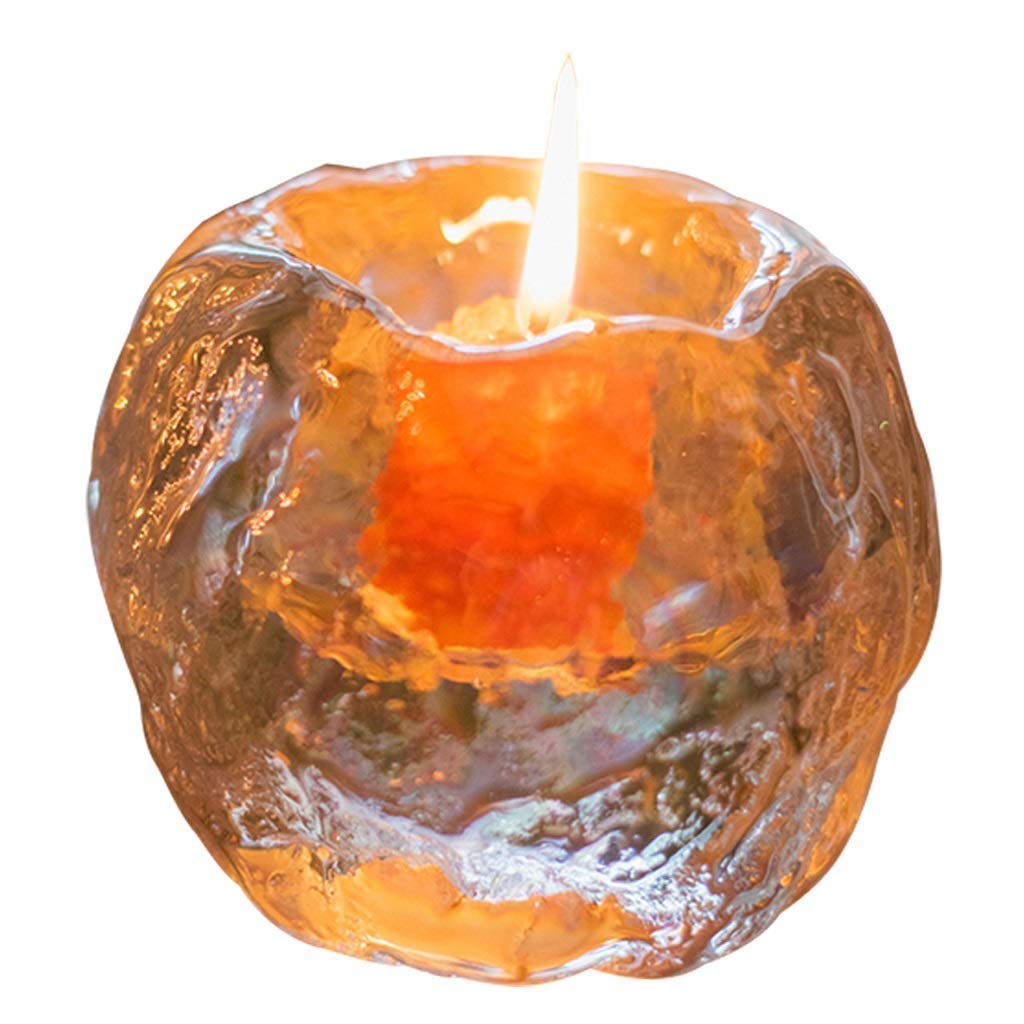 Nordic Crystal Glass Candle Holder - Elegant Ice Cave Design for Romantic Weddings, Home Decor, Bar & Party Table Decoration (Large Size) | Perfect for Centerpieces, Dinner Parties & Holiday Decor