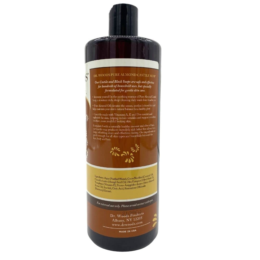 Pure Almond Castile Soap - Organic, Vegan & Unscented for Sensitive Skin | Hand Wash, Body Wash & Baby Care | Perfect for Eco-Friendly Home & Travel Use