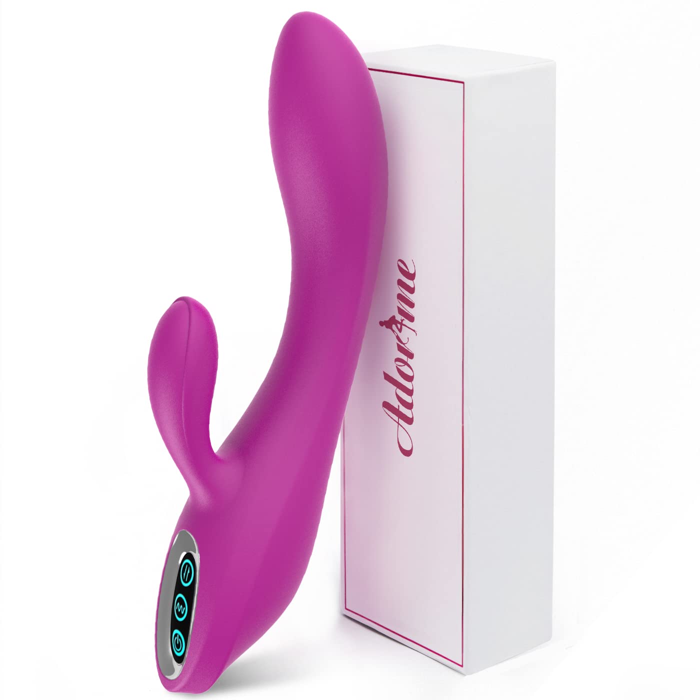 G-Spot Rabbit Vibrator with Clitoral Stimulator - Adorime Rechargeable Silicone Dildo for Women, Waterproof Powerful Adult Sex Toy for Couples, Solo Play & Sensual Massage - Perfect for Bedroom Fun & Intimate Moments