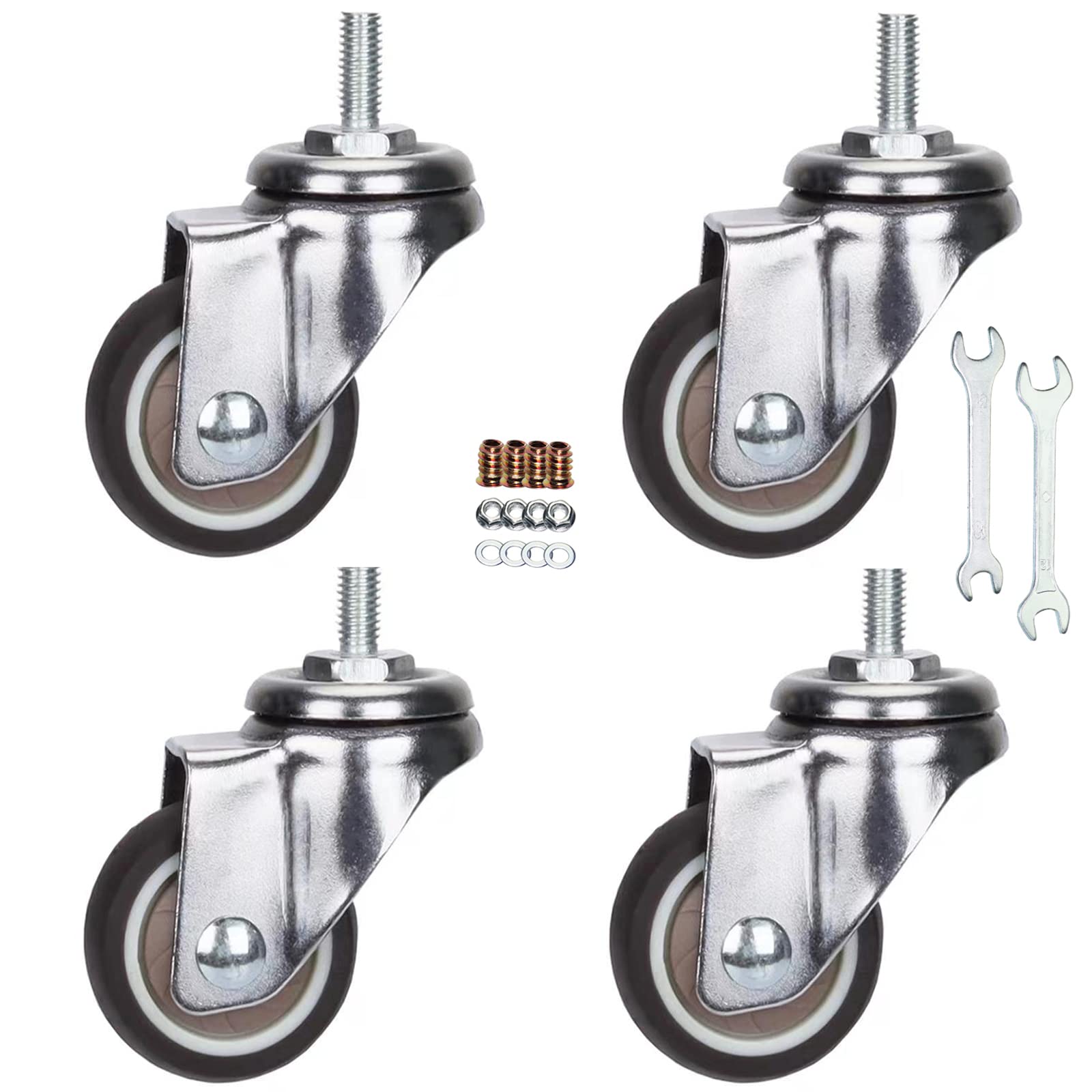 360 Degree Swivel Stem Casters with TPR Wheels - M6/M8/M10 Thread Industrial Castors for Carts, Furniture, Workbench & Dolly - Heavy Duty Mobility for Warehouses, Workshops & Home Use