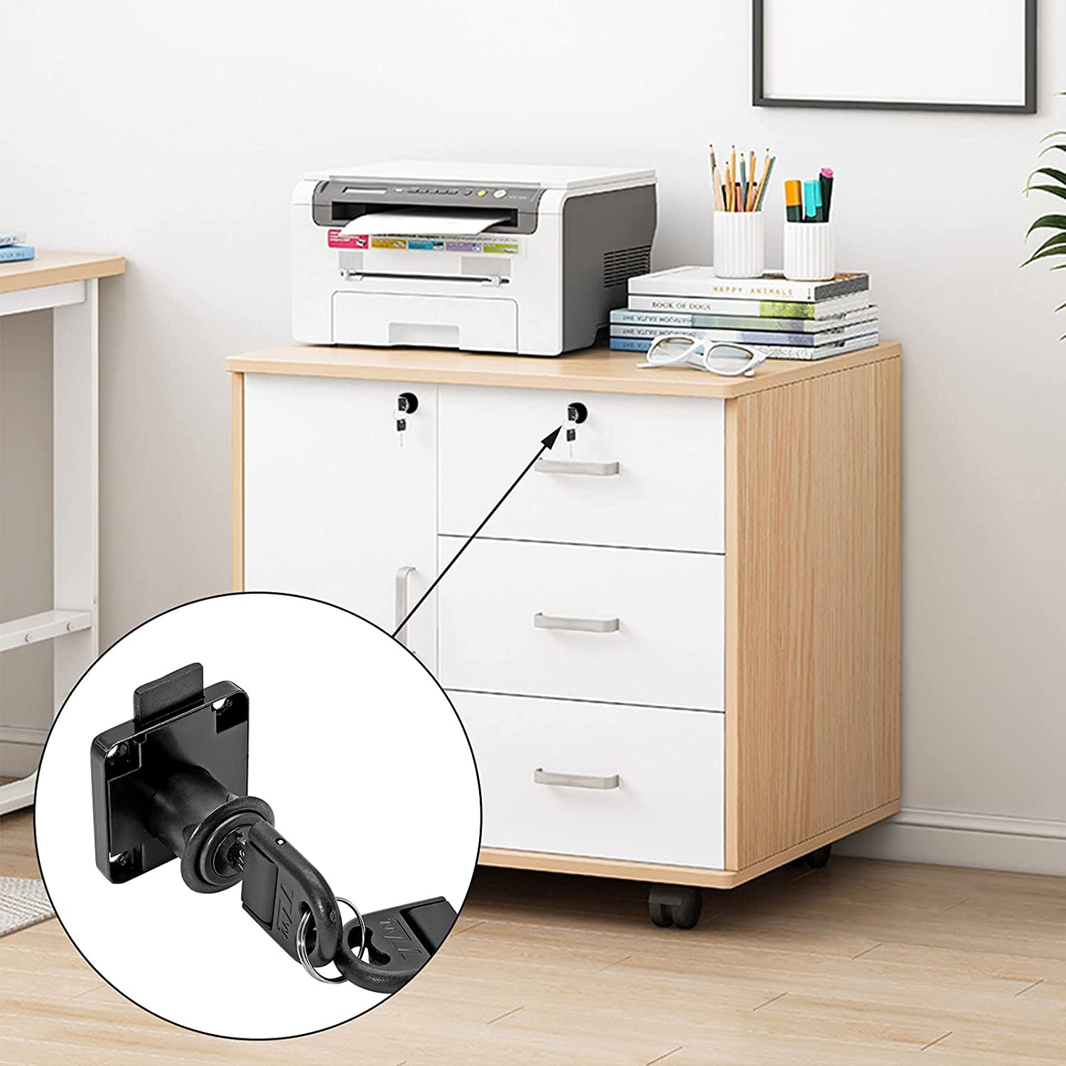4-Pack Black Drawer Locks with Keys - 0.75