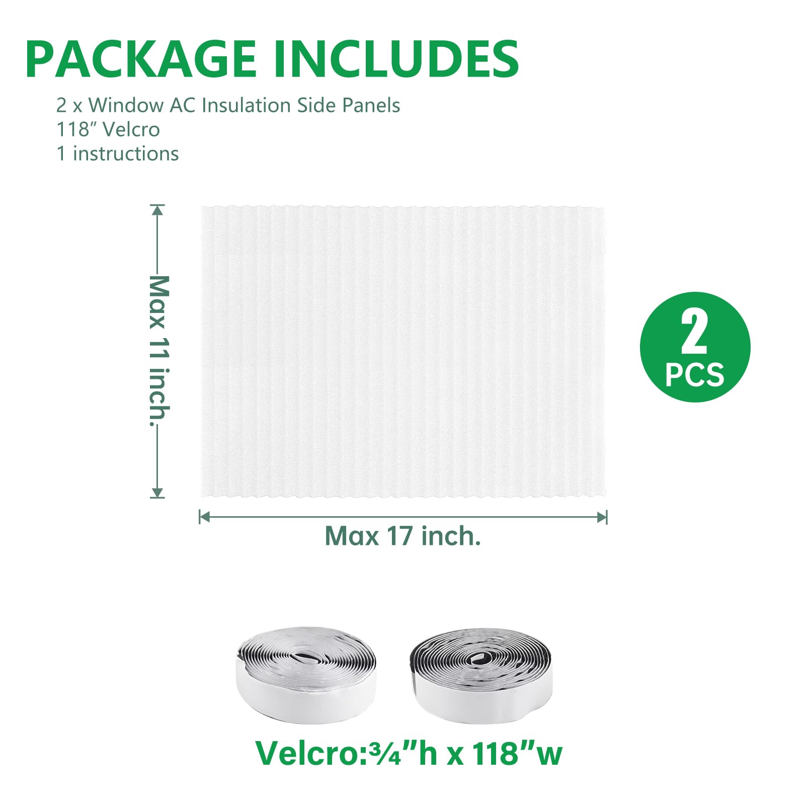 Energy Efficient Window Air Conditioner Side Insulated Panel Kit - 2PC Full Surround Insulation Panels for Summer & Winter - White Foam Draft Stopper & Heat Insulator for Home & Office Windows - Perfect for Energy Savings & Temperature Control