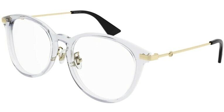 Gucci GG 1014OA 003 Transparent Gray Gold Round Women's Eyeglasses | Fashion Designer Glasses for Women | Perfect for Work, Reading & Everyday Wear