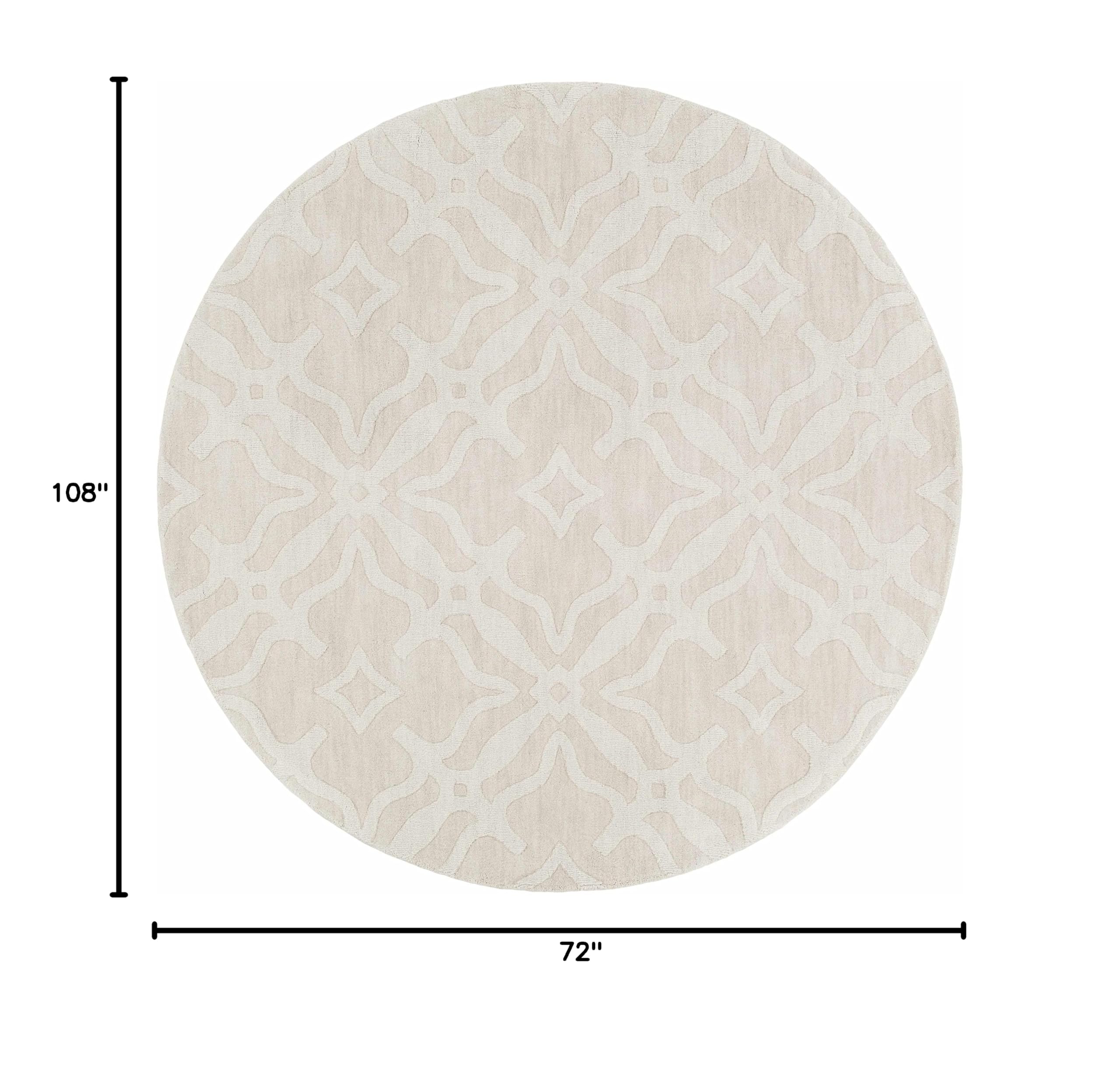 Premium Hauteloom Fyffe Wool Area Rug 6' x 9' - Soft Beige Solid & Border Design for Living Room & Bedroom - Cozy Home Decor for Family Gatherings & Relaxation