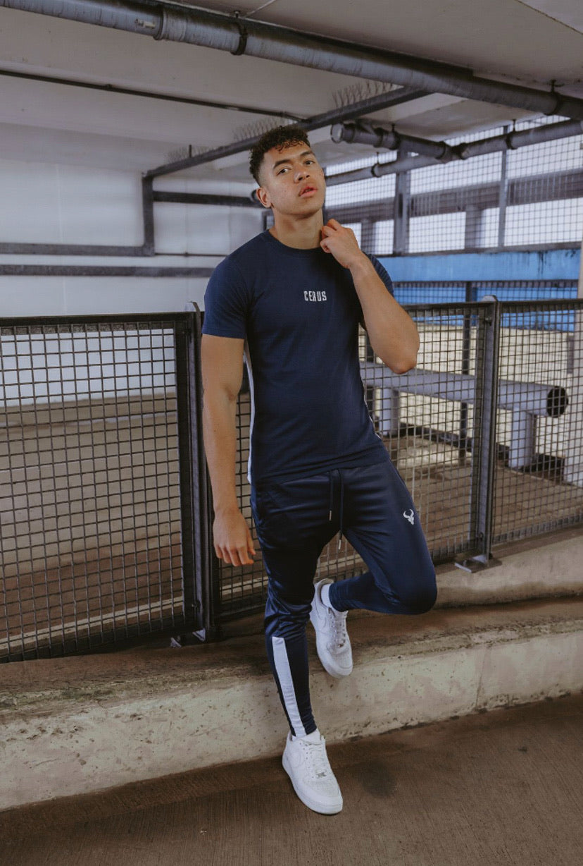 Cerus Navy Essential Jogging Bottoms for Men - Comfortable Athletic Pants for Running, Gym & Lounge - Lightweight & Breathable Workout Sweatpants