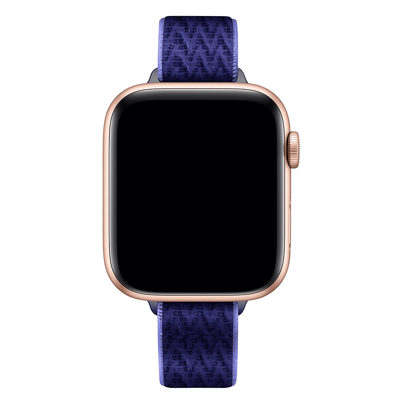 SICCIDEN Slim Stretchy Nylon Apple Watch Band Compatible with iWatch Ultra 2/1, SE & Series 10-1 (46mm/49mm/45mm/44mm/42mm) - Women's Elastic Thin Strap in Midnight Blue & Rose Gold - Perfect for Workouts, Running & Everyday Wear