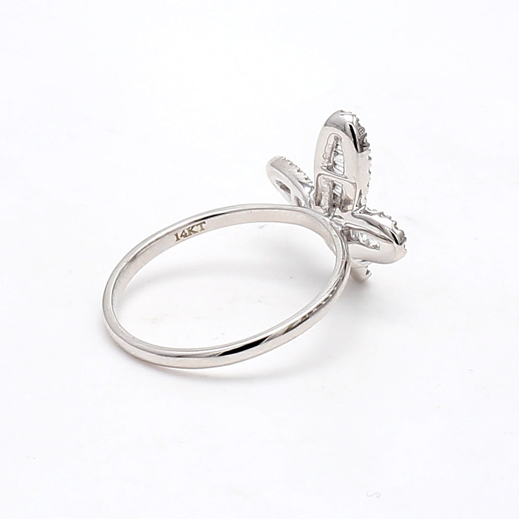 0.40 Carat Baguette Cut H VS2 Diamond Cluster Ring in 14K White Gold - Elegant Wedding Band & Anniversary Gift for Her