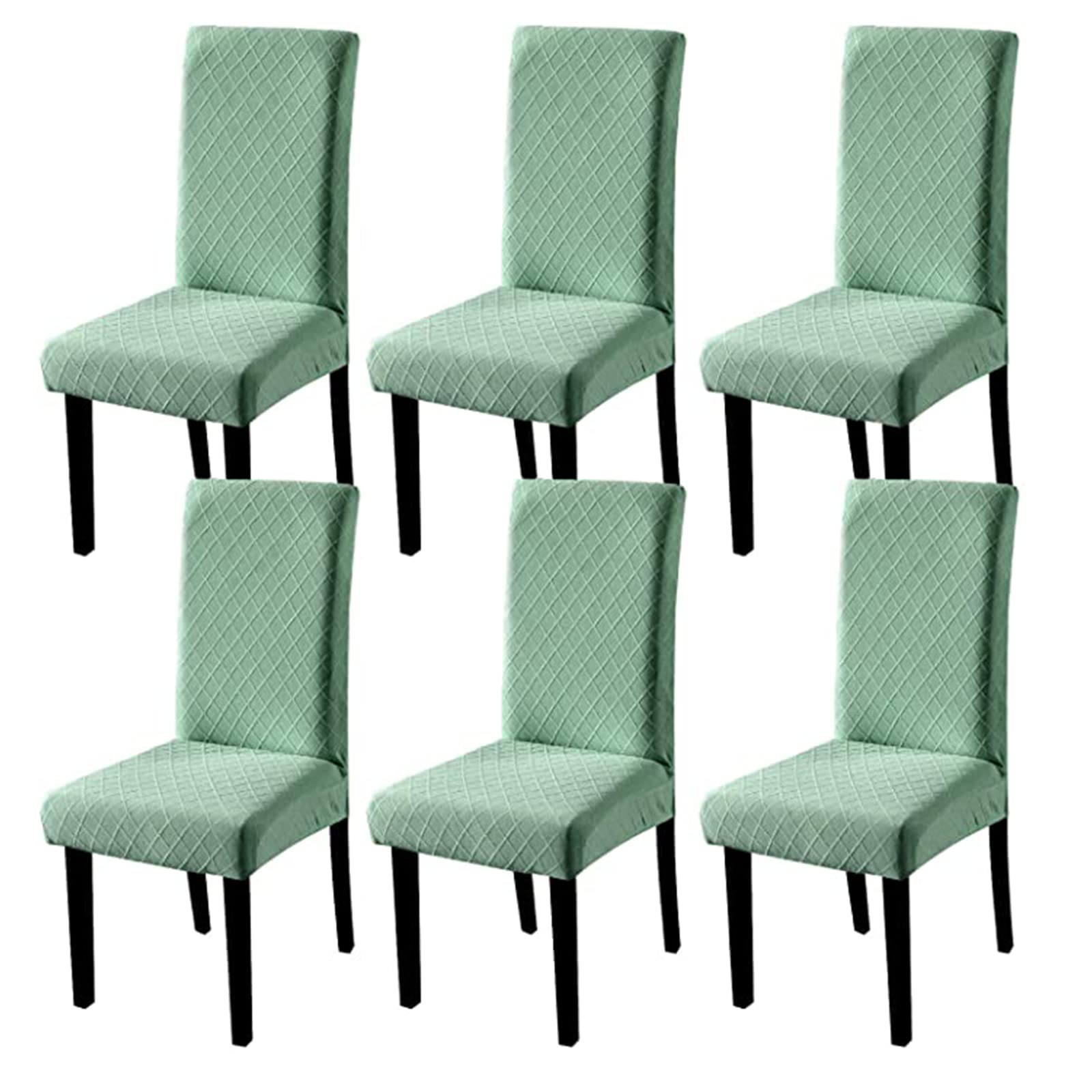 Super Stretch Washable Removable Dining Chair Cover Protector - Green (Set of 6) | Slipcovers for Home, Hotel, Banquet & Wedding Ceremony | Perfect for Dining Room, Party & Event Decor