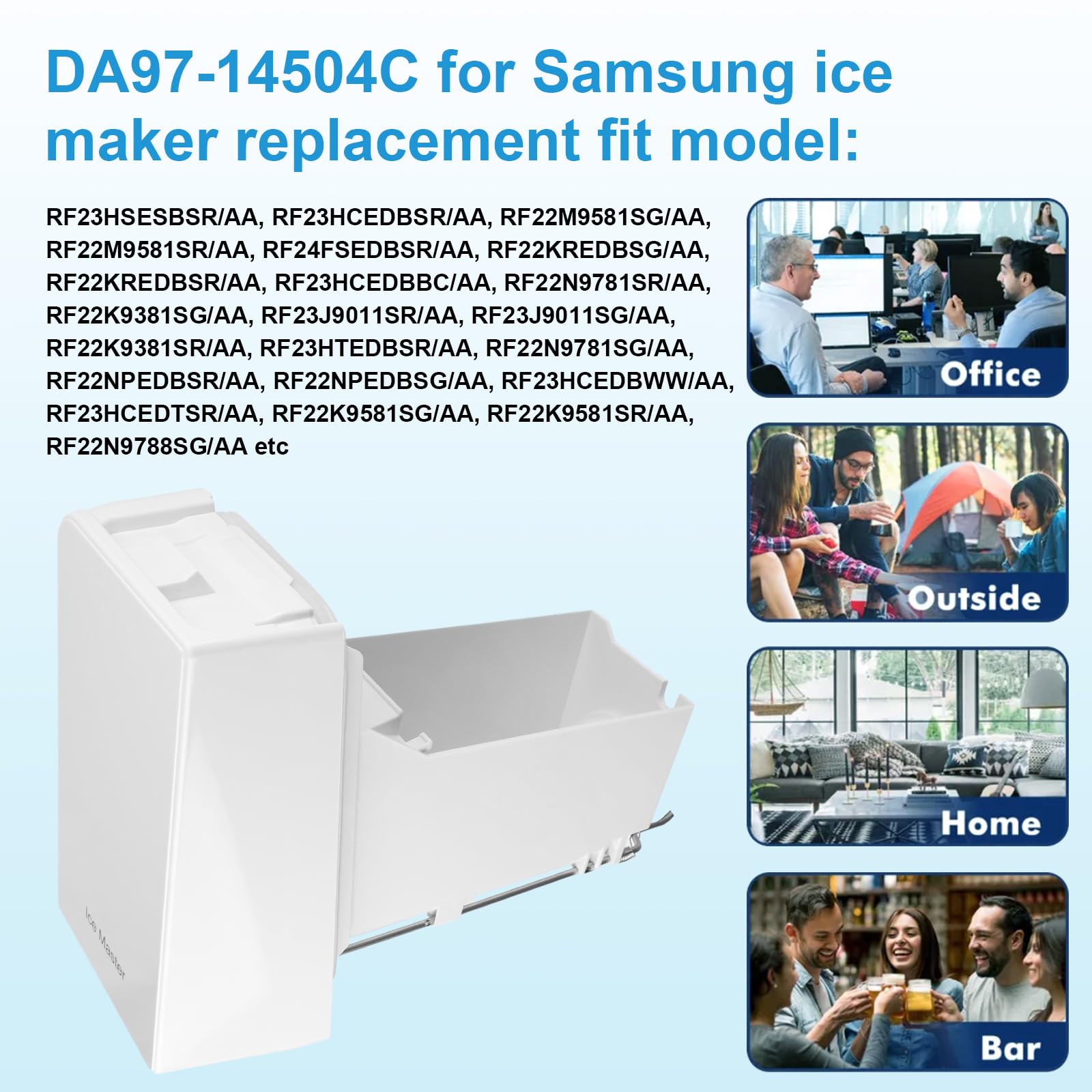 Upgraded DA97-14504C Refrigerator Ice Bucket Replacement for Samsung RF23HCEDBSR RF22KREDBSR RF23J9011SR - Ice Maker Container Tray & Auger Assembly - Perfect for Home Kitchen and Office Use