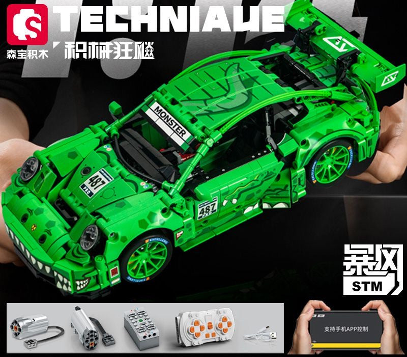 Sembo 715019 Porsche Tyrannosaurus Building Blocks Set - Creative DIY Toy Car Model Kit for Kids & Adults - Perfect for Birthday Gifts, Home Decoration, and STEM Education Activities