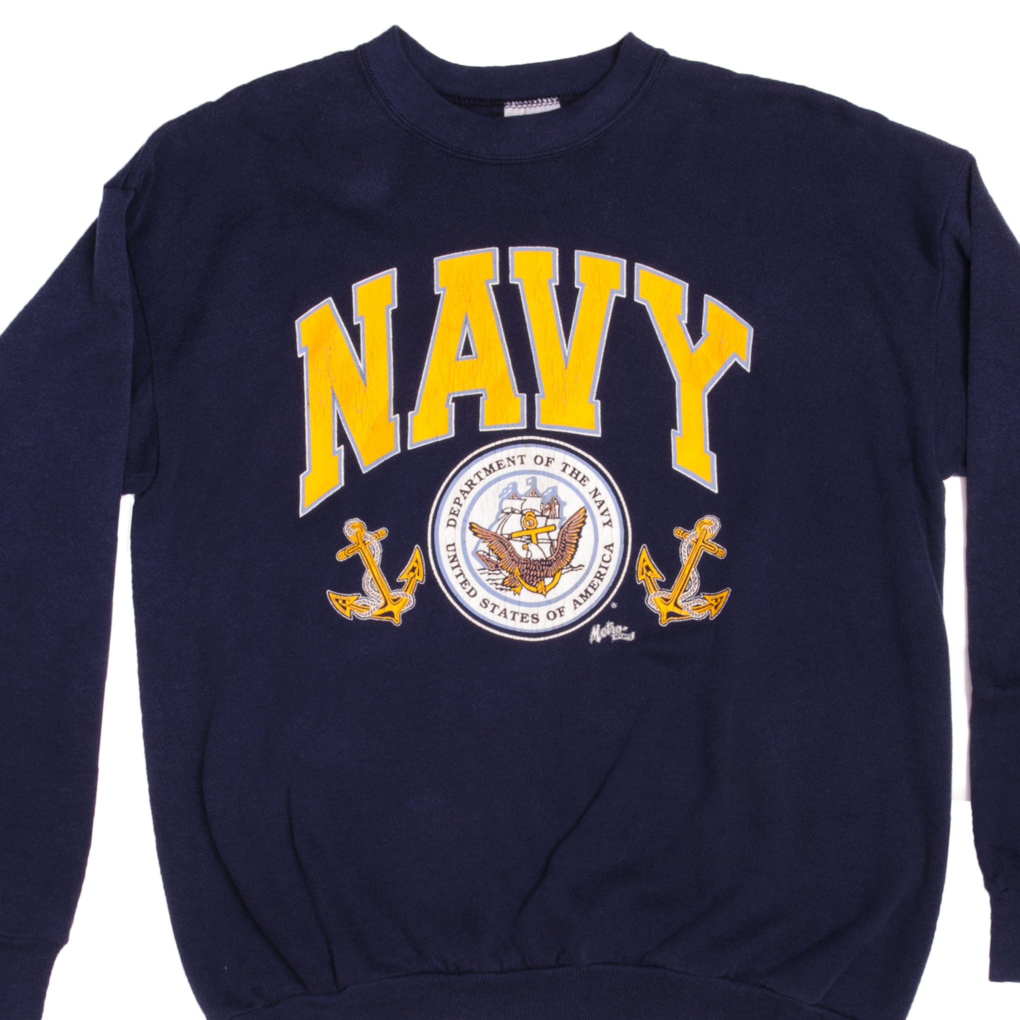 Vintage US Navy Sweatshirt Crewneck 1990s - Large Size, Made in USA | Retro Military Apparel for Men, Casual Wear & Vintage Fashion Enthusiasts