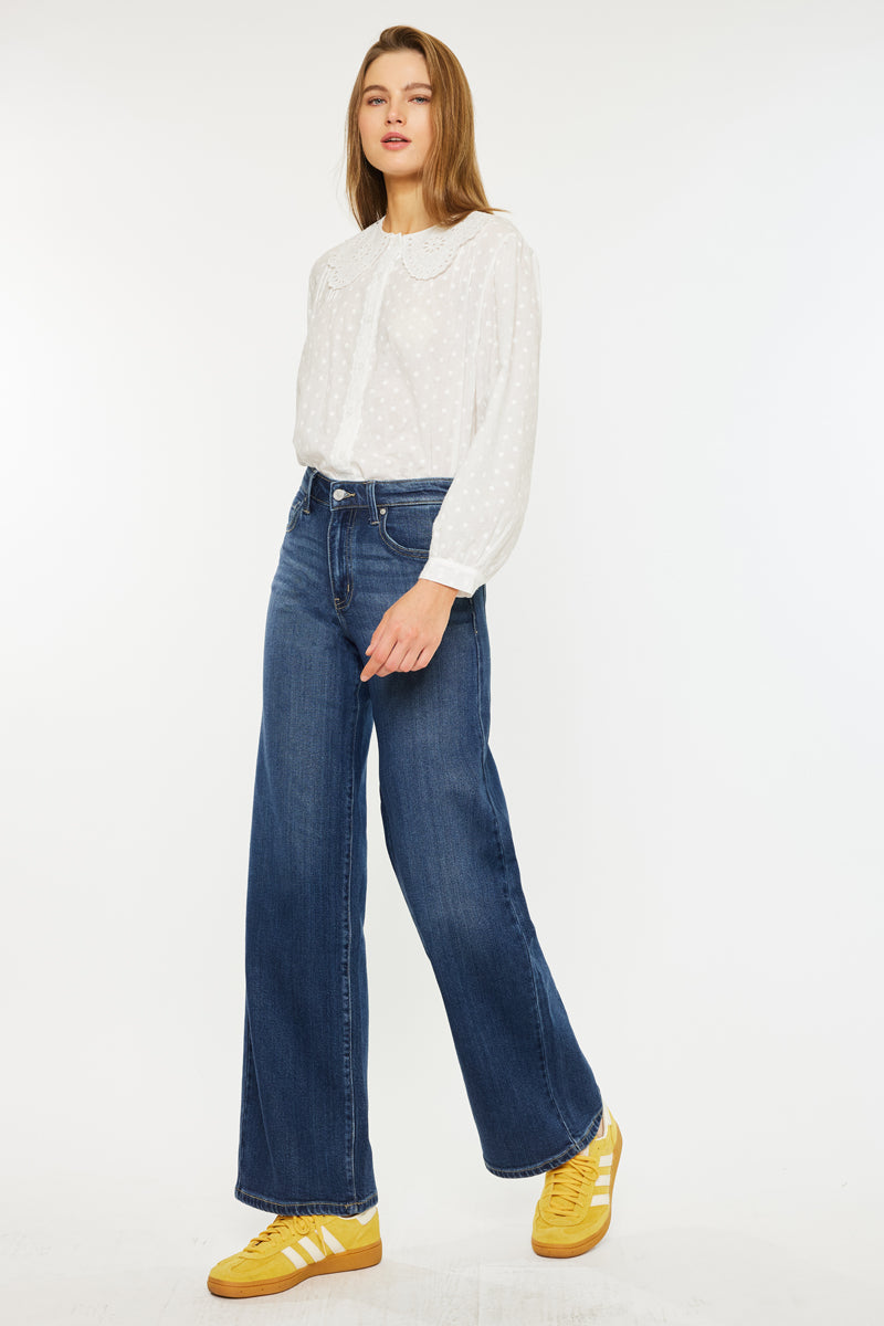 Samara High Rise Wide Leg Jeans for Women - Stretchy Comfort Denim Pants - Perfect for Casual Outfits, Workwear & Street Style Fashion
