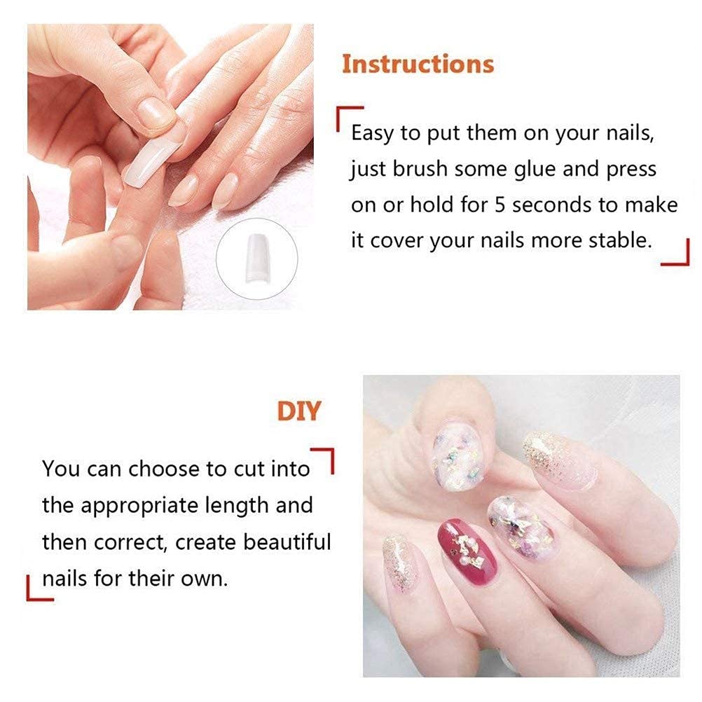 100Pcs Acrylic Fake Nails Kit for Women - Reusable Artificial Nails with Black & White Quick Dry Nail Polish - Perfect for Nail Art, Extensions & Salon Quality Manicures at Home
