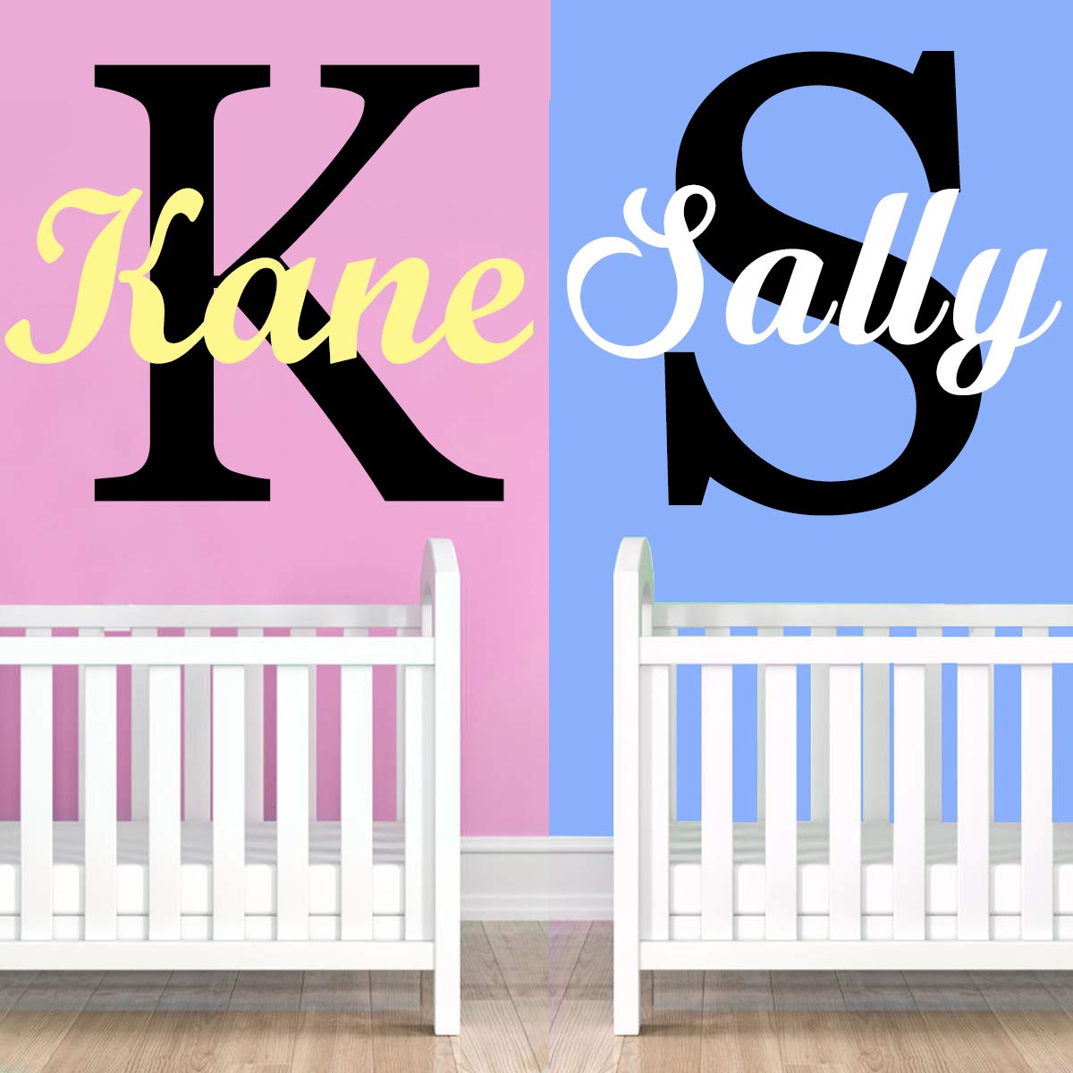 Custom Personalized Name Wall Decal Stickers - Nursery Room Decor for Baby Girls & Boys - DIY Initial Letter Name Art - Perfect for Bedroom, Playroom & Kids' Room Decorations