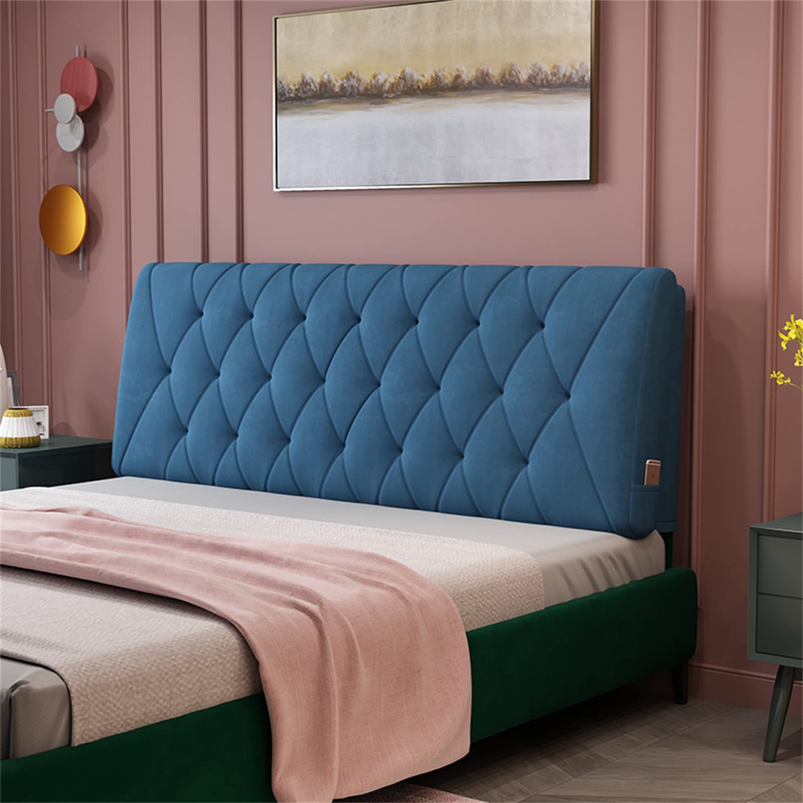 **King Size Upholstered Diamond Tufted Headboard Cushion - 74.8