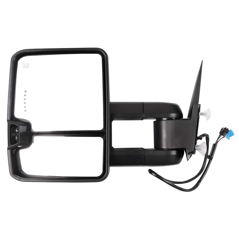 LUJUNTEC Power Heated Towing Mirrors with LED Turn Signal & Puddle Light - Replacement for 2003-2006 Chevy Silverado & GMC Sierra Pickup (Driver & Passenger Side) - Enhanced Visibility for Safe Towing & Night Driving
