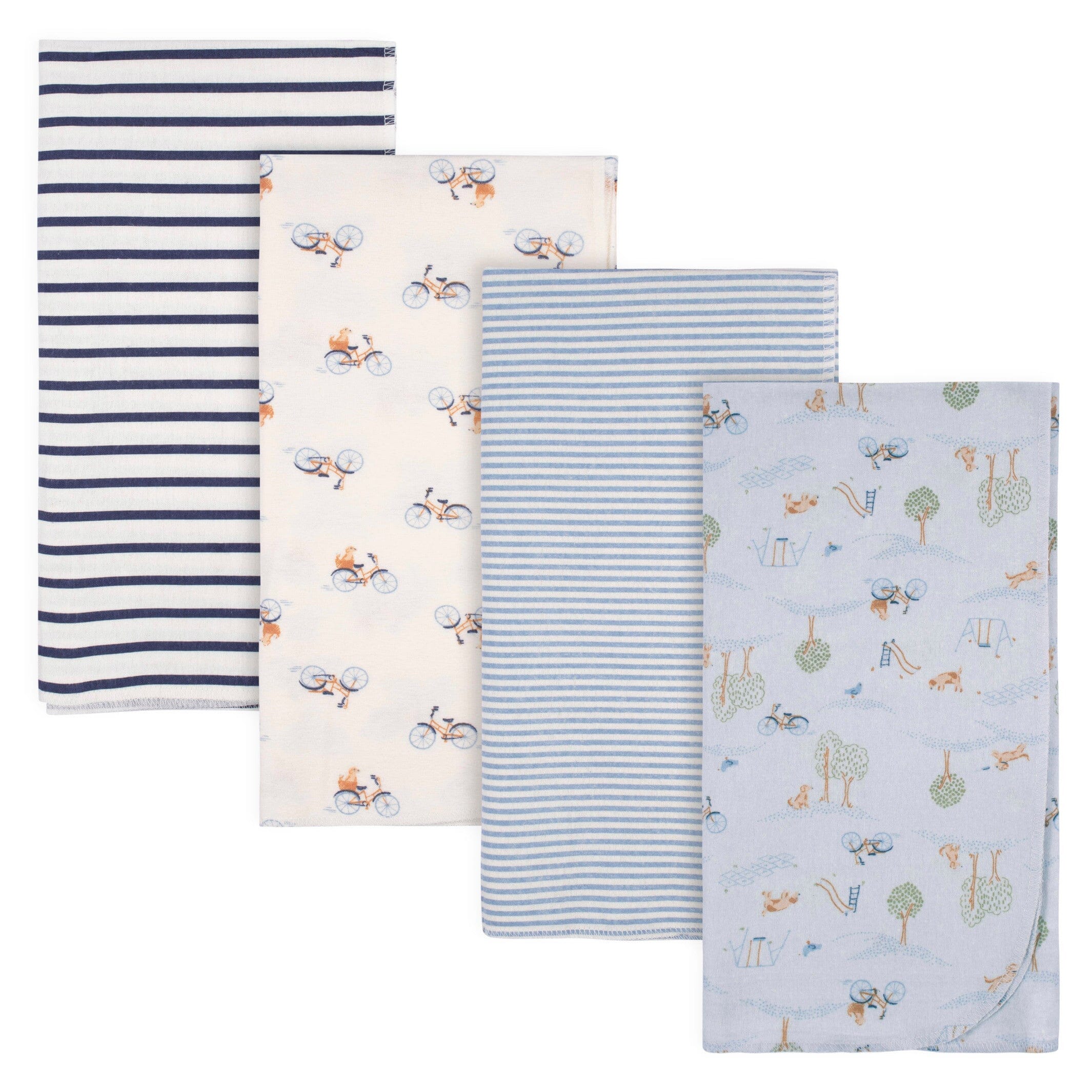 4 Pack Soft Flannel Baby Blankets for Boys - Cozy Puppy Playground Design - Perfect for Nursery, Swaddling, and Stroller Use