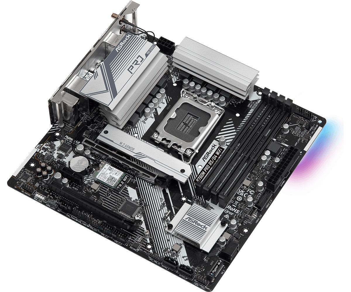ASRock B760M PRO RS D4 WIFI AX LGA1700 mATX Motherboard for 13th & 12th Gen Intel Core i9/i7/i5/i3 - DDR4, PCIe 4.0, Dual M.2, WiFi 6, Bluetooth 5.2 - Perfect for Gaming PC, Home Office & Content Creation Workstations