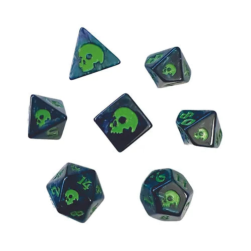 Black Oak Workshop Creeping Slime 7-Piece Polyhedral Dice Set for D&D RPG Tabletop Gaming