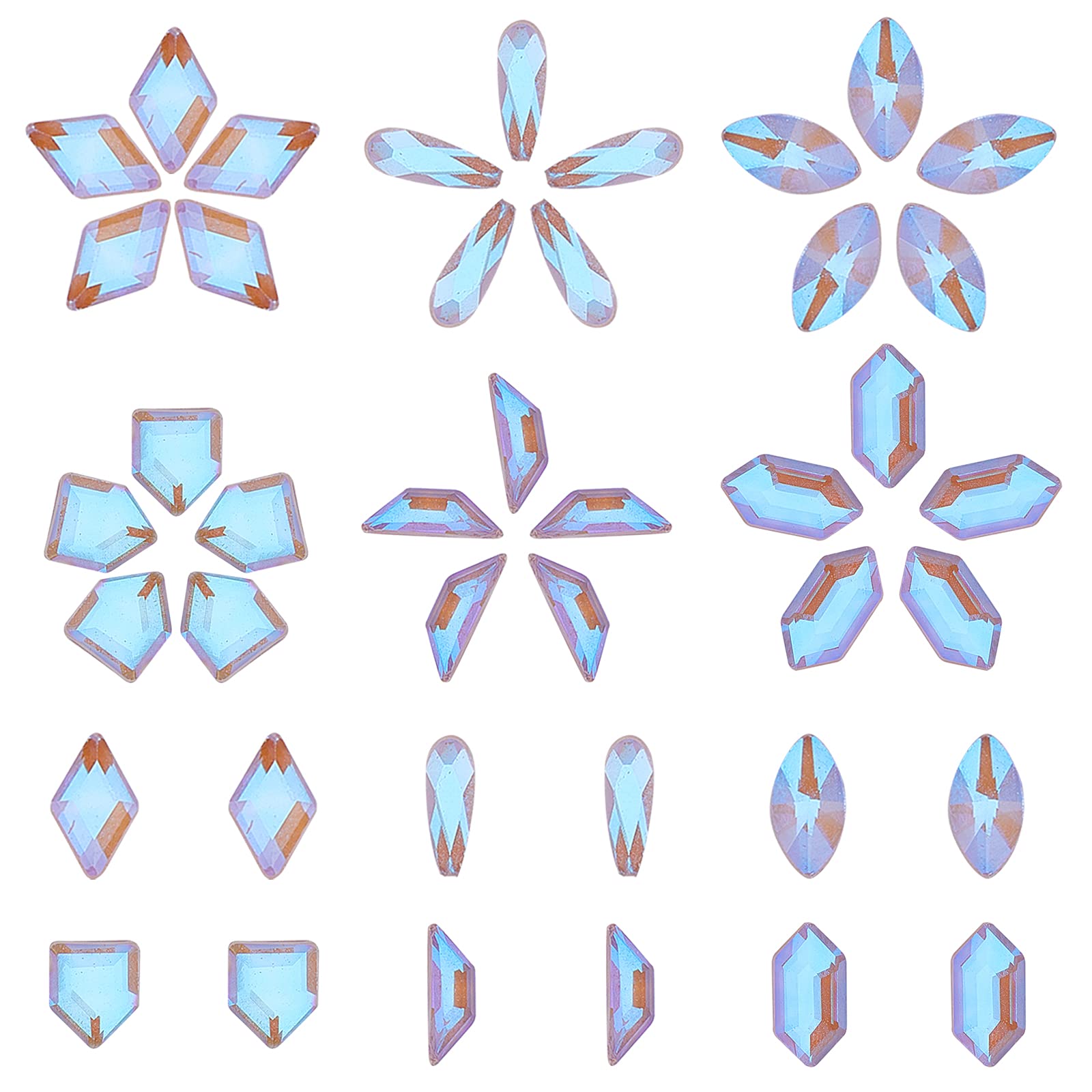120Pcs Nail Art Rhinestones Kit - 6 Designs 3D Flatback Nail Gems with Mixed Sizes for DIY Manicure | Perfect for Nail Salon, Home Nail Art, Party & Wedding Nail Decorations