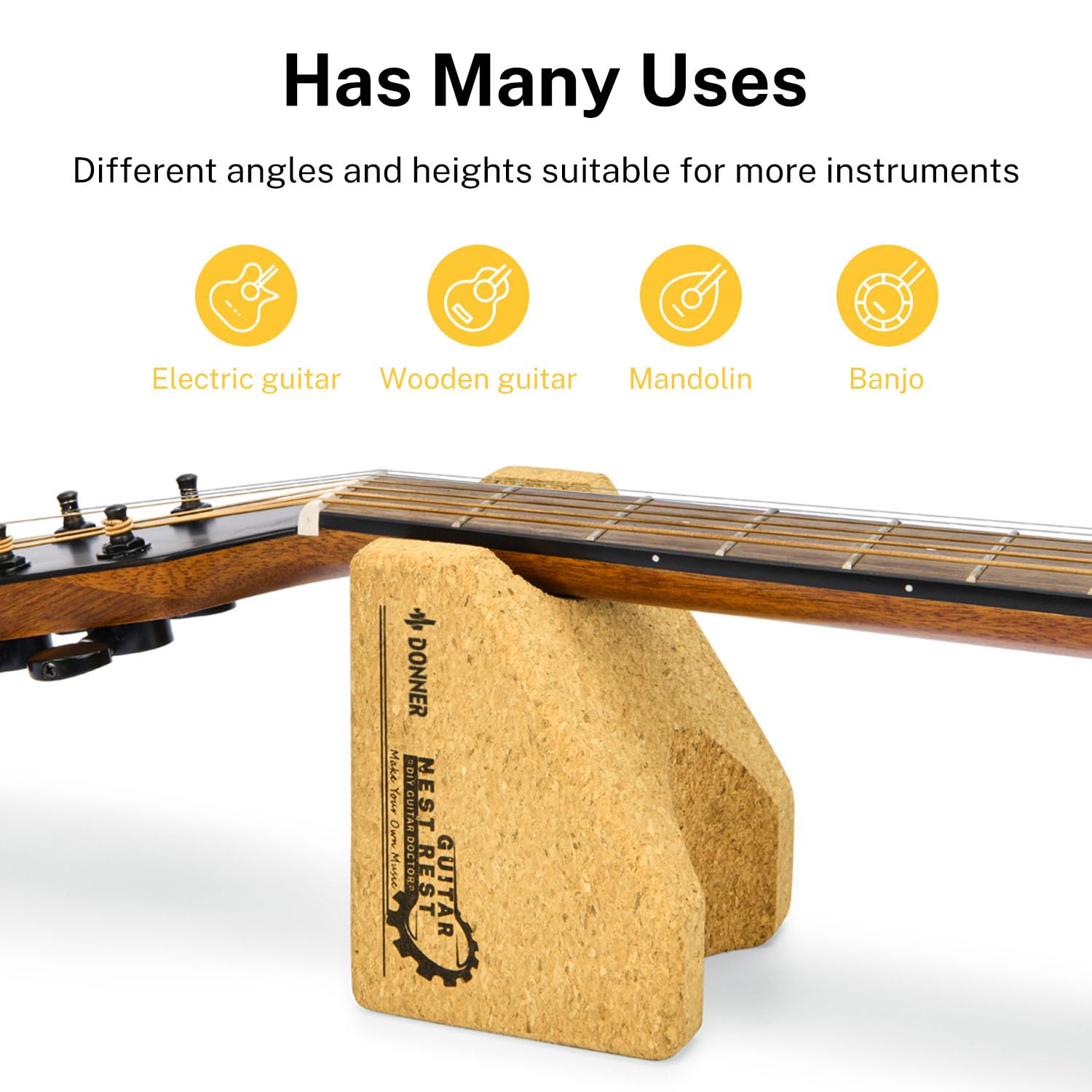 Donner Guitar Neck Rest Cradle - Ergonomic Guitar Bench Support Pillow for String Changing, Repair & Cleaning | Perfect for Guitar Workstations & Music Studios (Ideal for Luthiers & Guitar Maintenance)