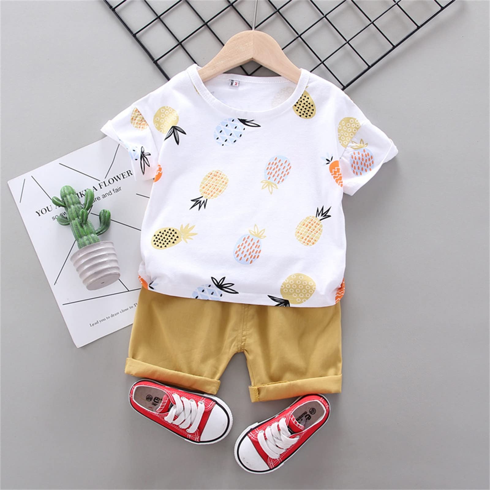 Baby Boy Summer Outfit Set - Cute Alphabet Shirt & Shorts for Toddlers 0-24 Months | Soft Cotton Infant Clothes for Playtime, Beach & Family Photos