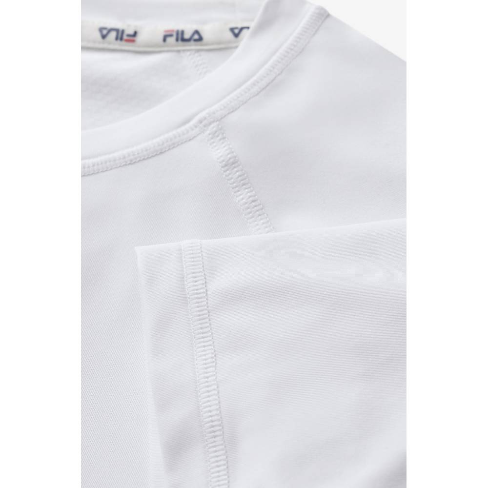 Fila Women's Essential Short Sleeve Mesh Back Athletic Top - Breathable Workout Shirt for Running, Yoga & Gym - White