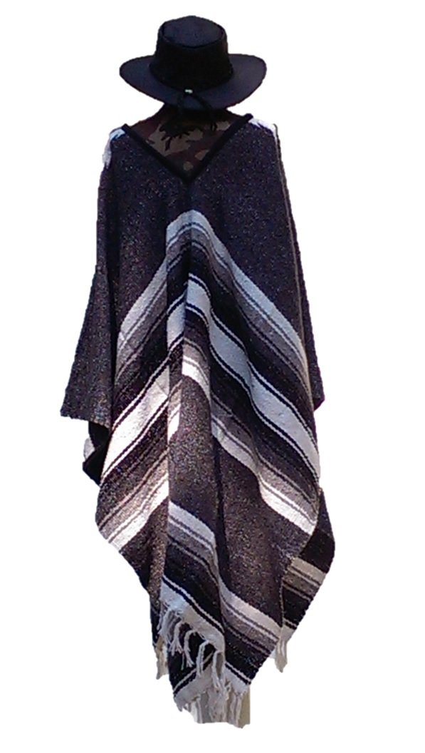 Clint Eastwood Style Western Cowboy Hat & Grey Poncho Set - Authentic Sharpshooter Costume for Halloween, Cosplay, and Western Themed Parties