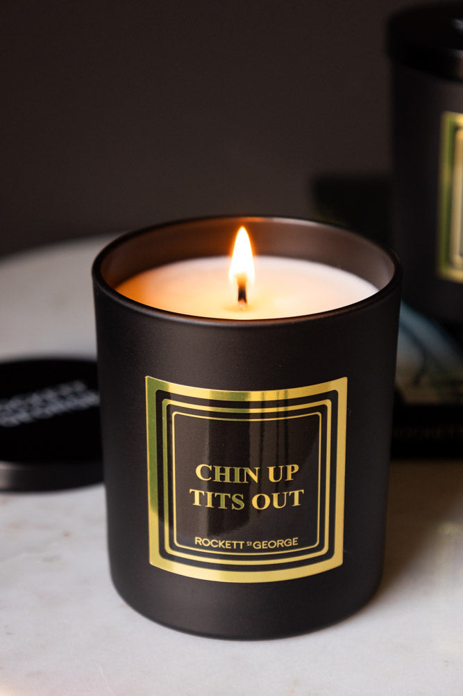 Leather & Tobacco Scented Candle - Chin Up, Tits Out - Aromatic Soy Wax Candle for Home, Office & Relaxation