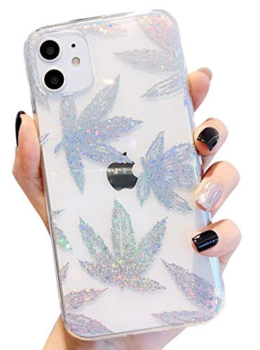 Bling Glitter iPhone 12 Pro Max Case 6.7 Inch | Sparkling Clear TPU Protective Cover with Hemp Design | Shiny Silver Transparent Soft Case for iPhone 12 Pro Max (6.7
