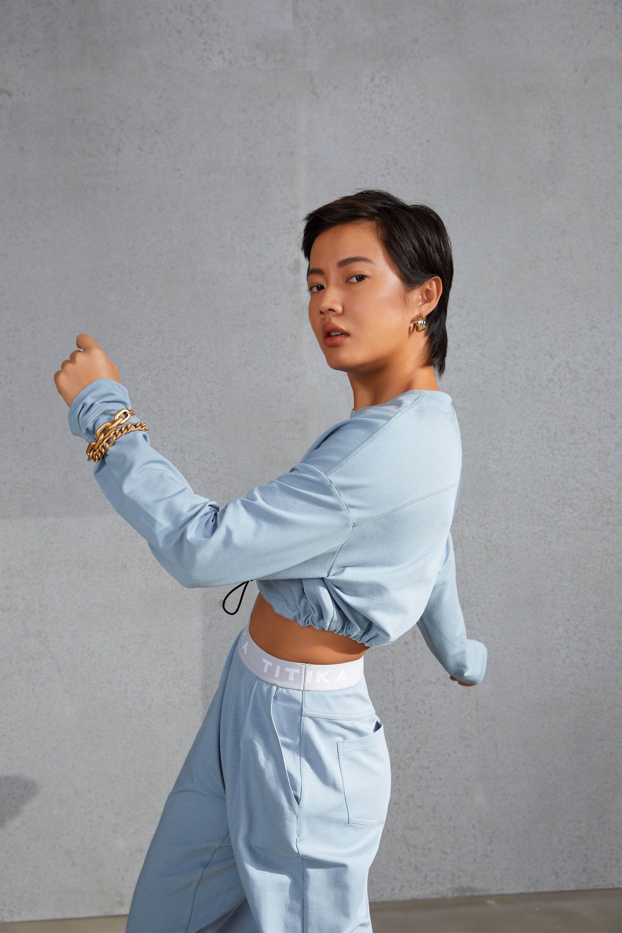 Azure Long Sleeve Shirt with Cuffed Sleeves - Stylish Comfort for Work, Travel & Casual Outfits