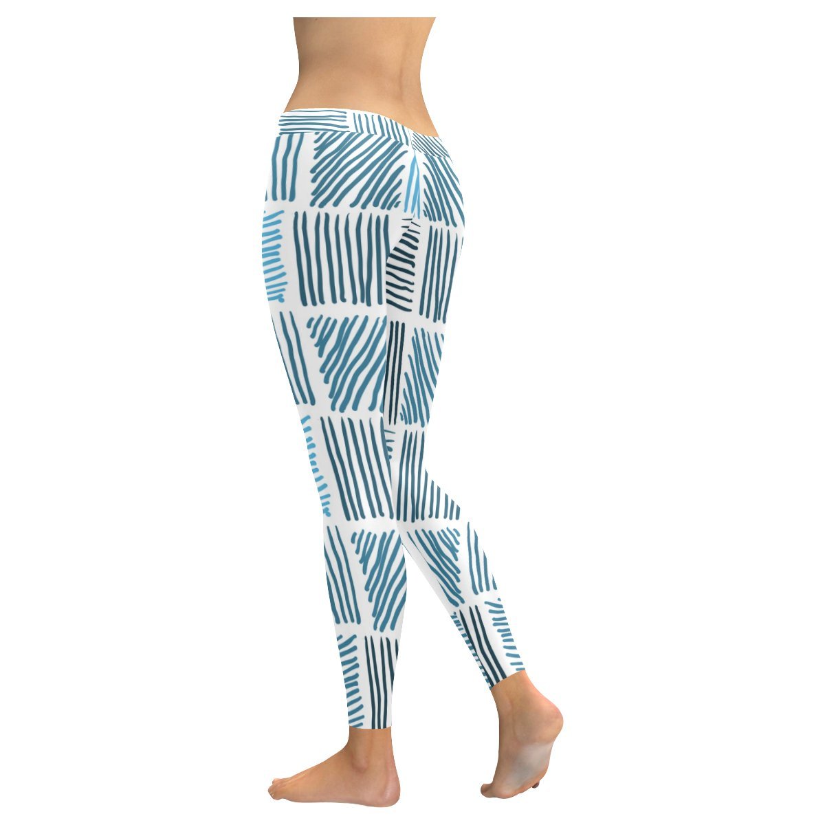 Women's Plus Size Blue Stripes Print Yoga Leggings - XXS to 5XL for Workout, Running & Outdoor Activities