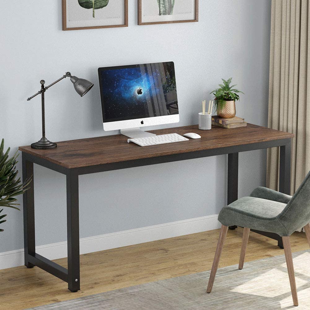 Tribesigns 63 Inch Large Computer Desk - Rustic Brown Office Desk for Home & Study, Sturdy Writing Workstation for Home Office, Perfect for Remote Work & Gaming Setup