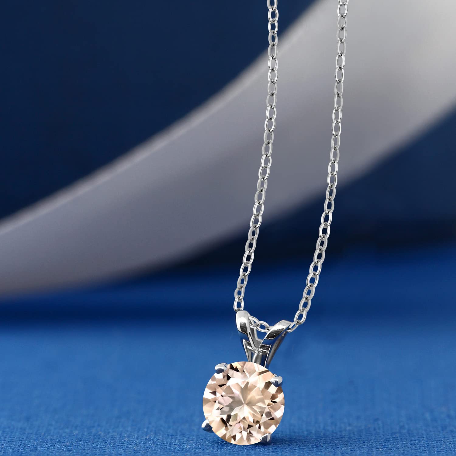 Gem Stone King 925 Sterling Silver 6MM Round Birthstone Solitaire Pendant Necklace for Women - 4-Prong Setting with 18 Inch Silver Chain | Perfect Gift for Birthday, Anniversary & Mother's Day