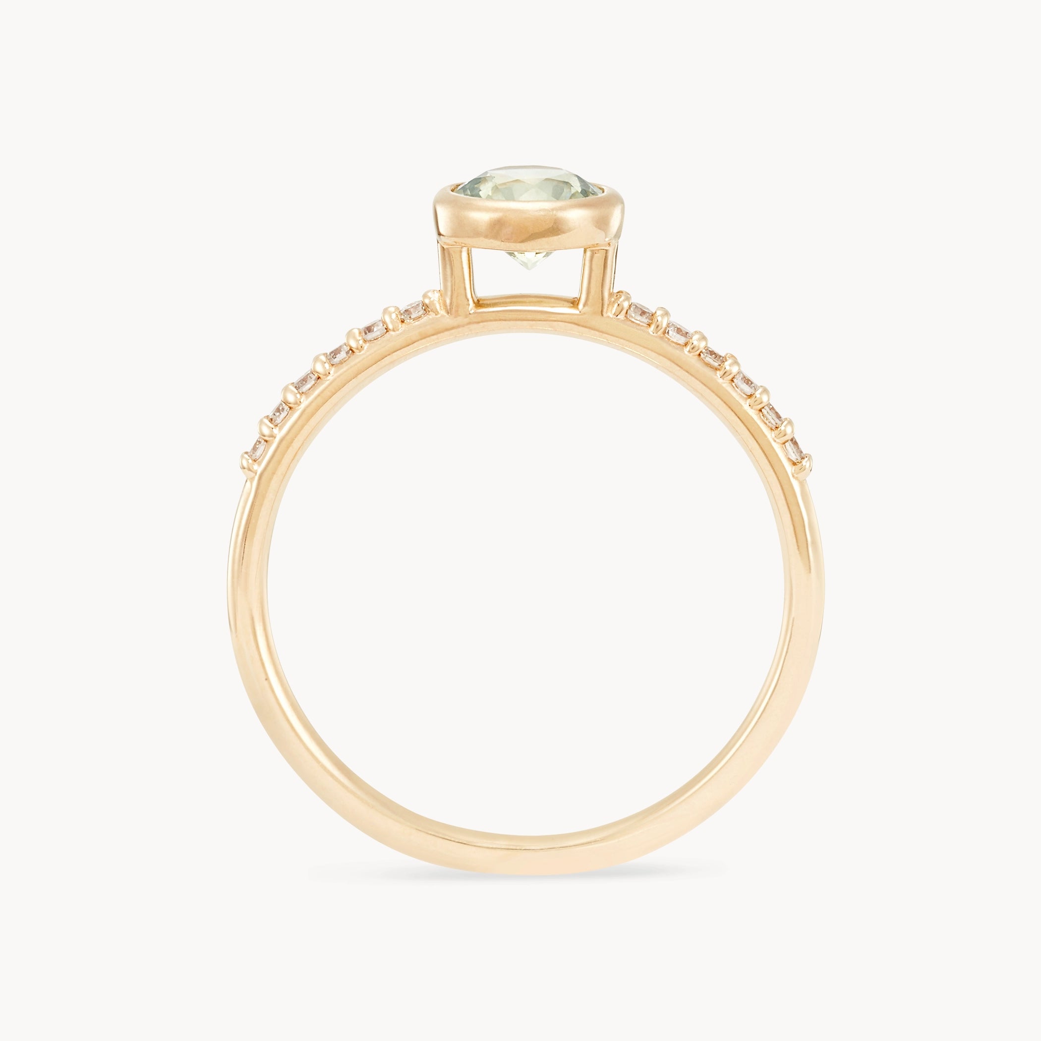 14K Yellow Gold Round Sapphire Moonglow Ring – Unique Handcrafted Jewelry for Women, Perfect for Weddings, Parties & Special Occasions