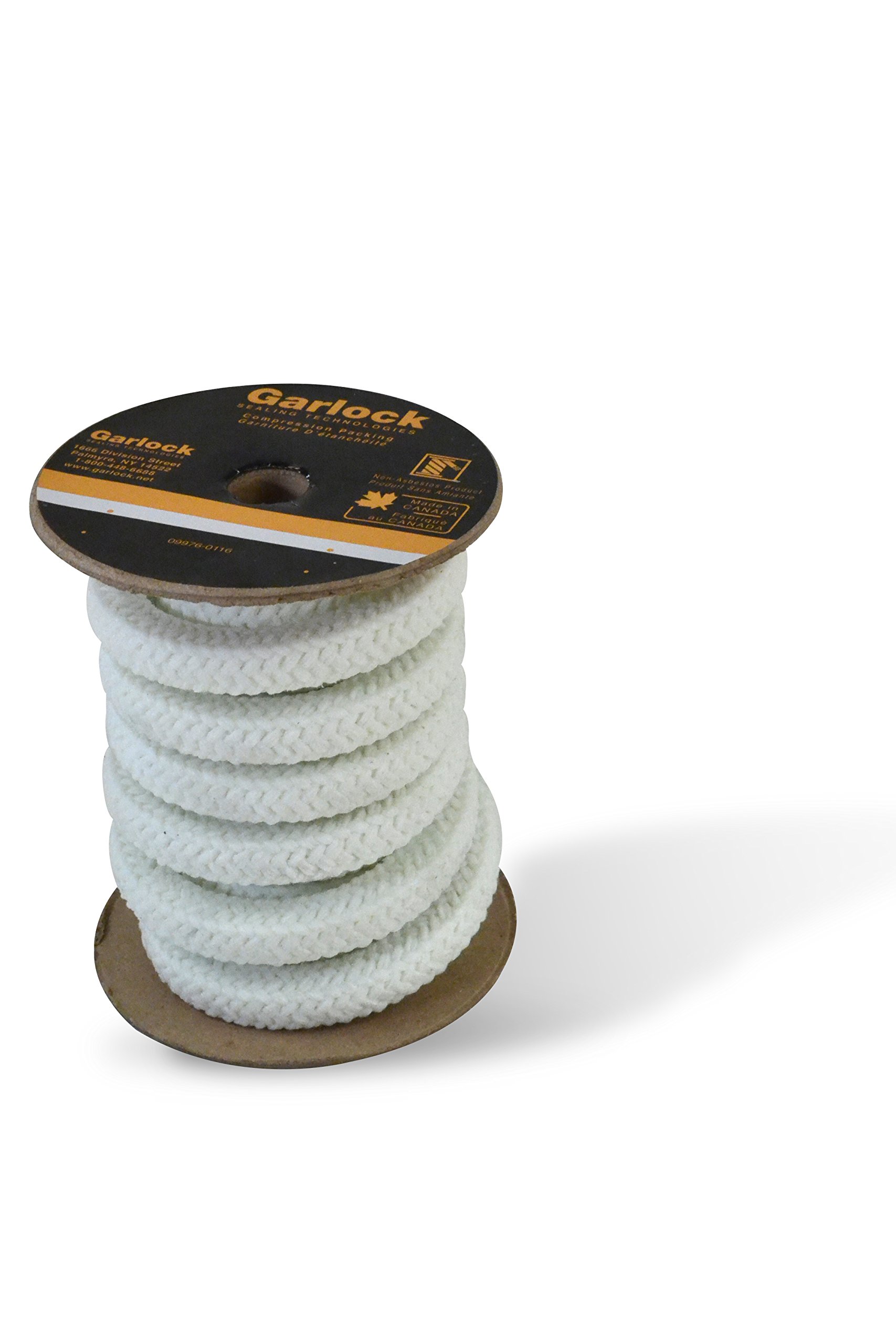 Garlock 41601-FT40-25 PTFE Synthetic Fiber Pump Packing with Snow-White Petrolatum, 5/8