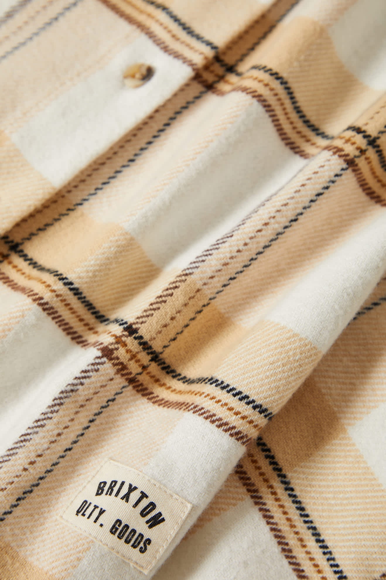 Bowery Women's Classic Long Sleeve Flannel Shirt - Off White/Semolina/Washed Copper Plaid - Cozy Fall & Winter Layering Essential for Casual Outfits