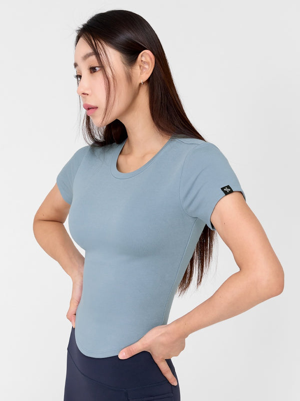 Soft Tension Round Crop Top for Women - Stretchy Comfort Fit Summer Fashion T-Shirt | Perfect for Yoga, Beach & Casual Outfits