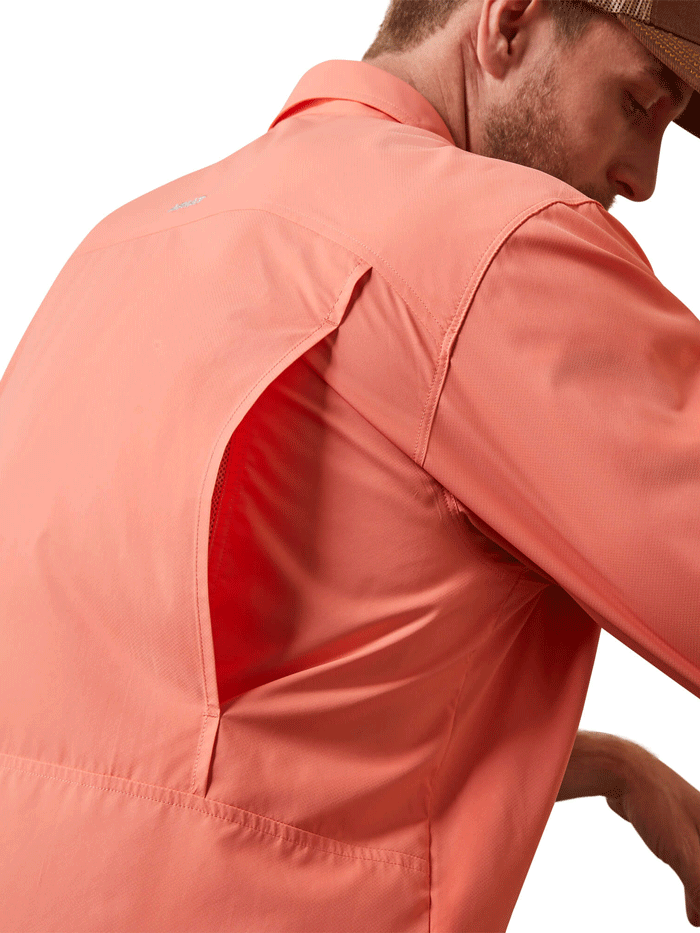 Ariat Men's VentTEK Outbound Classic Fit Long Sleeve Shirt - Moisture Wicking & Breathable Performance Shirt for Hiking, Fishing & Outdoor Activities (Peach Echo)