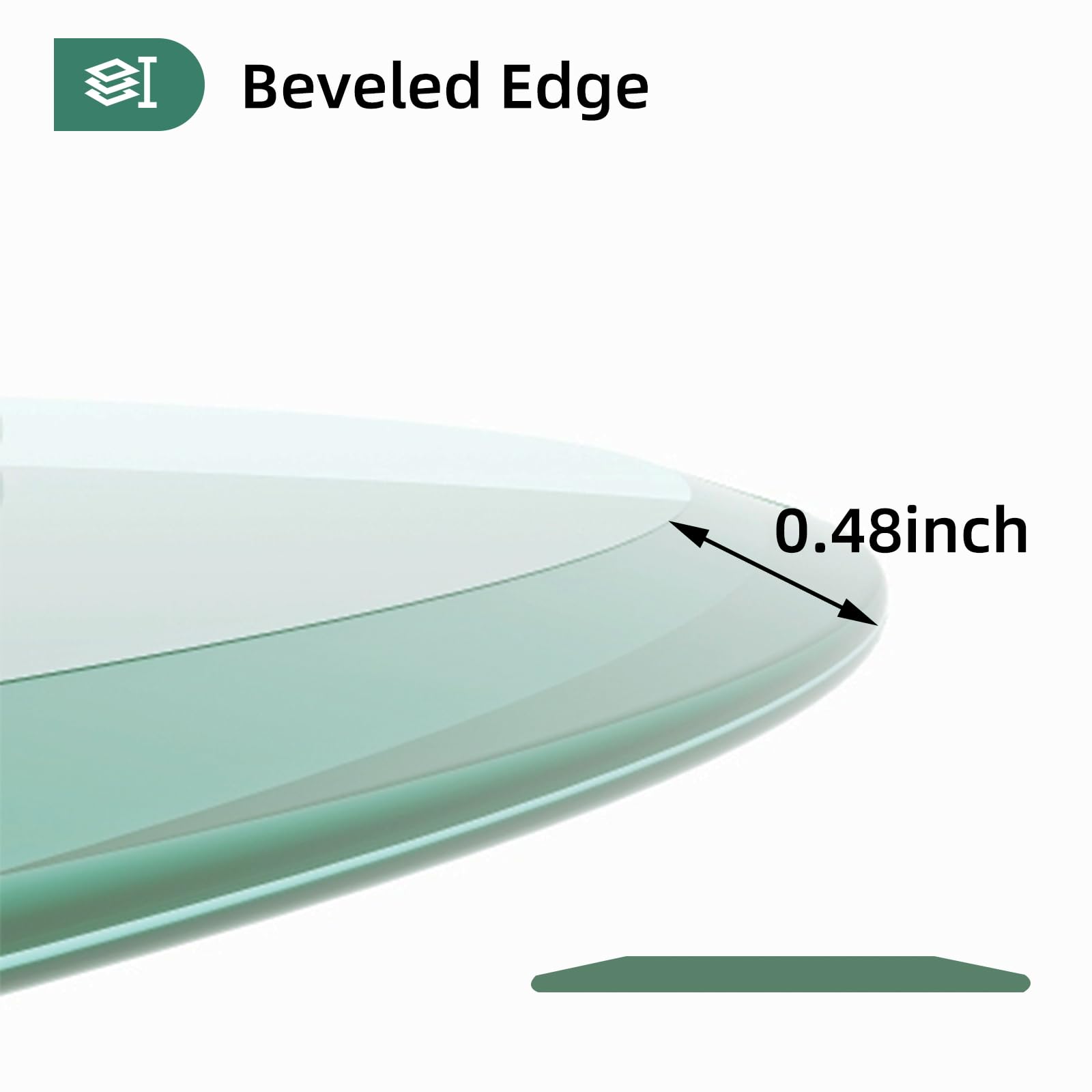 36 Inch Round Tempered Glass Tabletop - 1/2