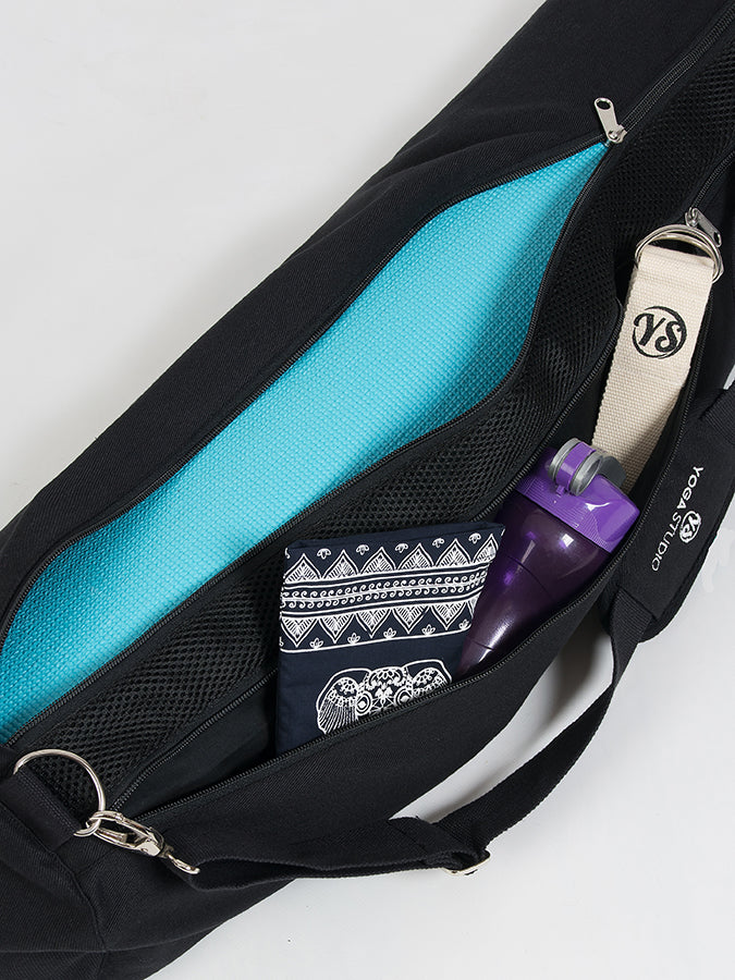 GOTS Certified Organic Cotton Yoga Bag for Women & Men - Eco-Friendly Yoga Mat Carrier with Pockets - Perfect for Yoga Studio, Gym, Travel & Workout Essentials Storage