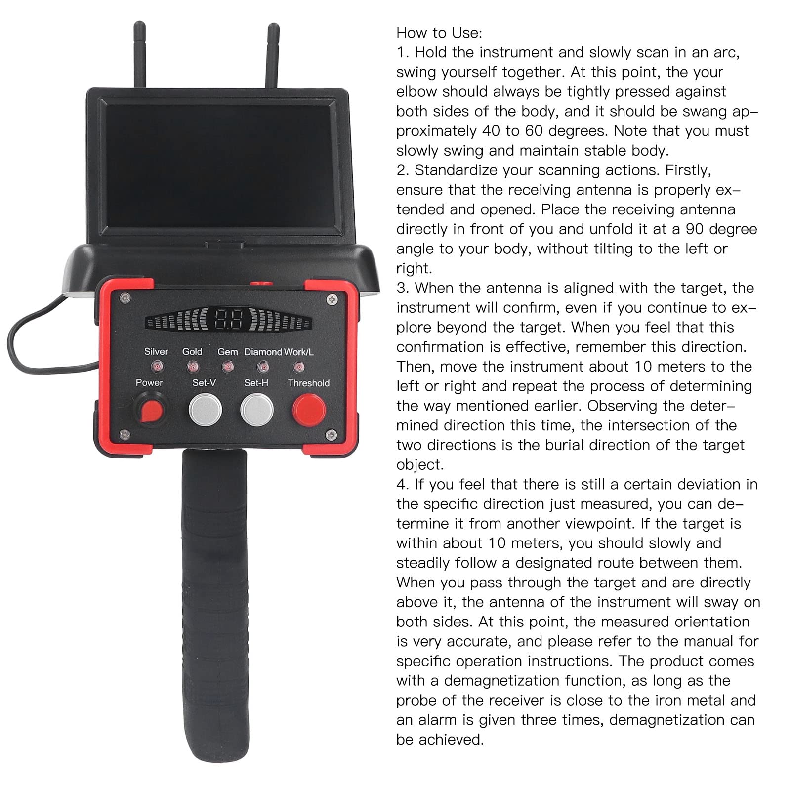 Foldable Metal Detector with LCD Screen - Gold & Treasure Hunting, AC 100-240V (US Plug) - Perfect for Beach, Park & Outdoor Adventures