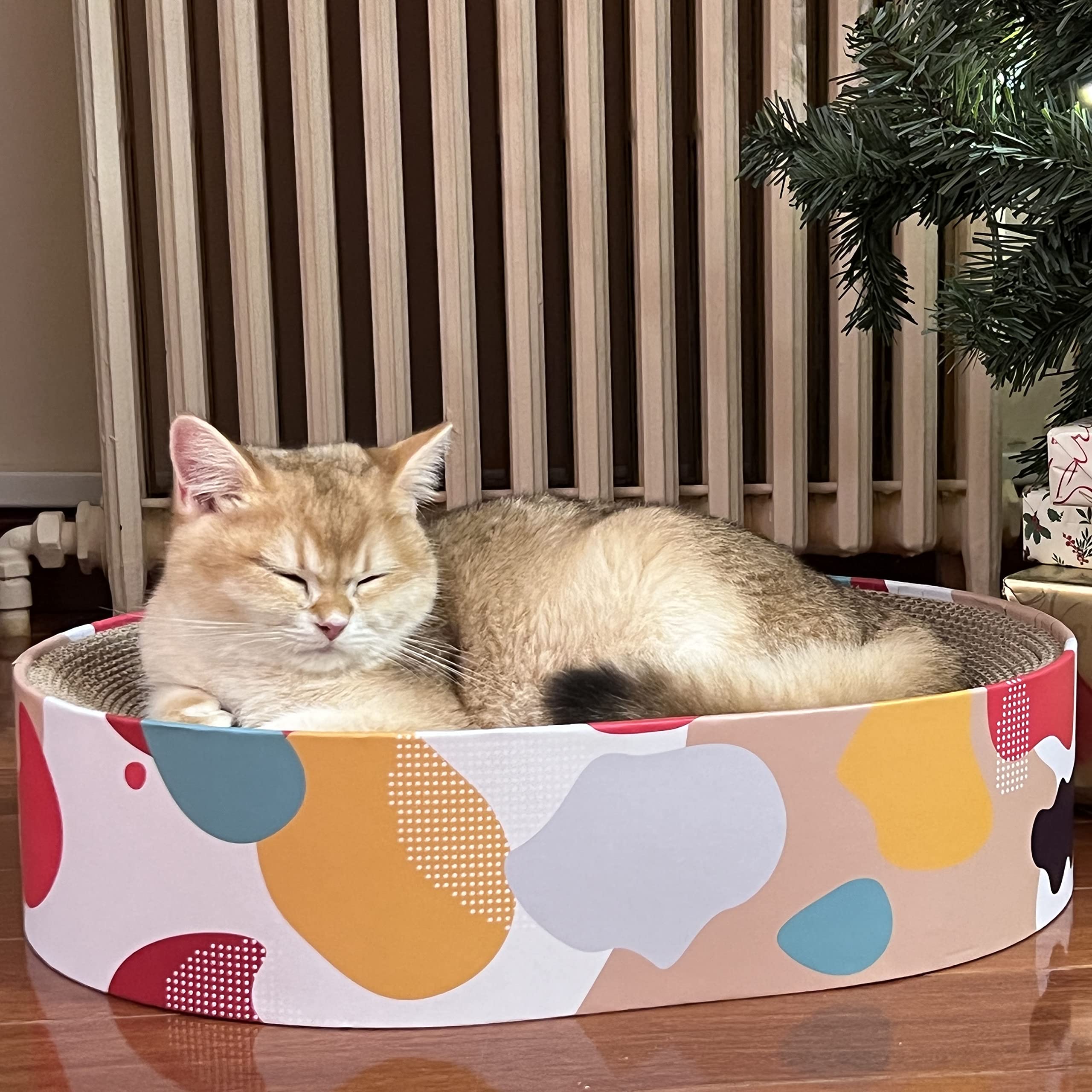 Premium Cat Scratcher Lounge Bed - Large Oval Pet Furniture for Big Cats - Perfect for Indoor Play, Scratching & Napping in Living Room or Bedroom