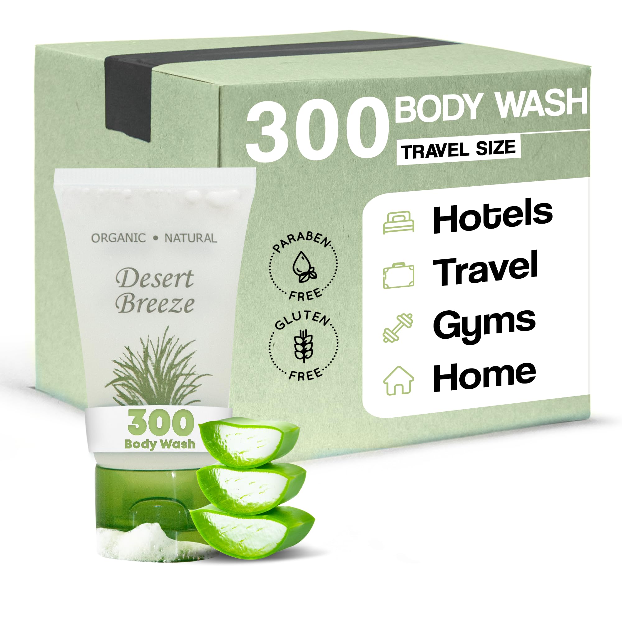 Travel Size Body Wash 1 oz - Bulk Pack of 300 Flip Top Bottles | Hotel Toiletries, Gym Essentials & Camping Supplies