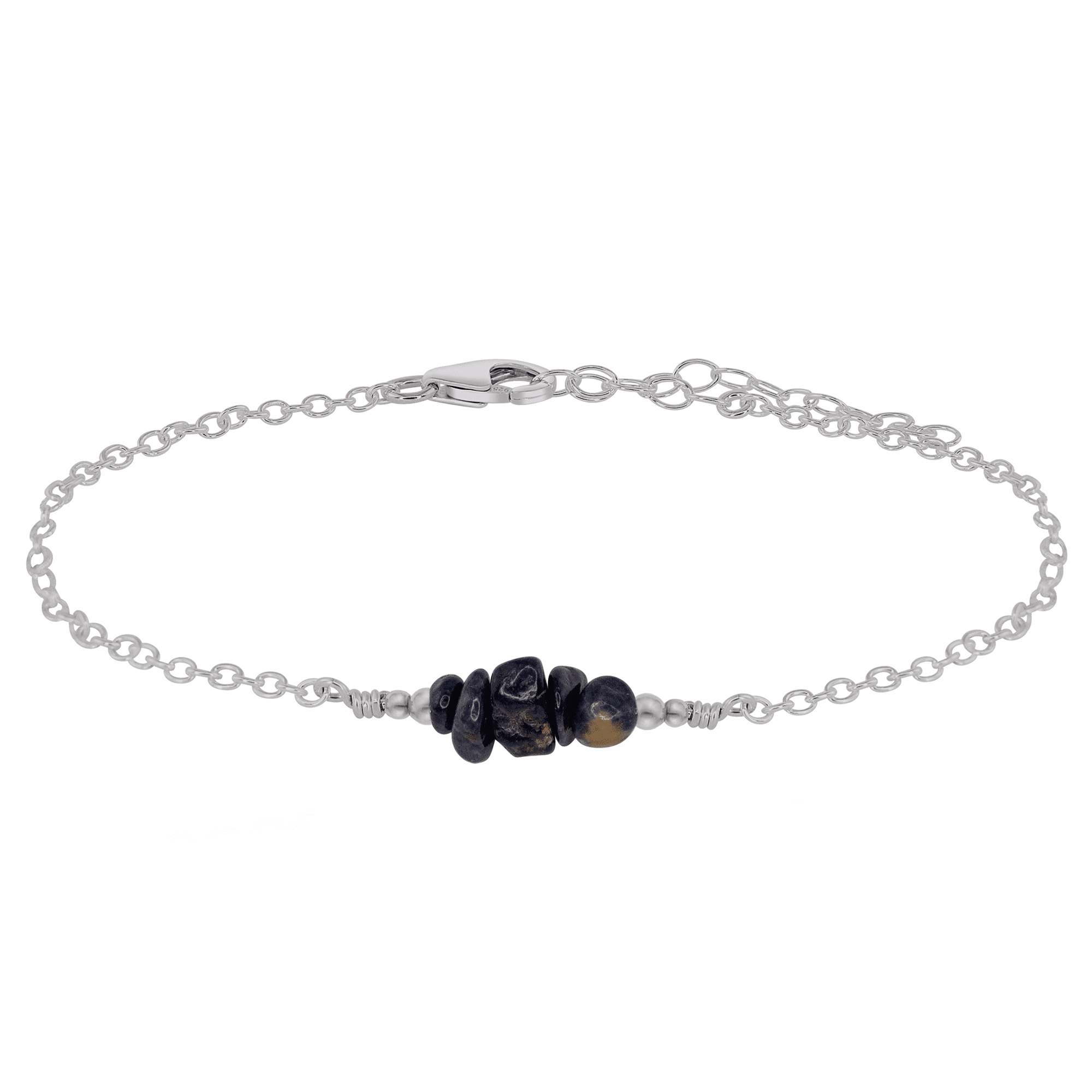 Sapphire Chip Bead Bar Anklet - Dainty Adjustable Ankle Bracelet for Women | Perfect for Beach, Summer & Boho Style Outfits