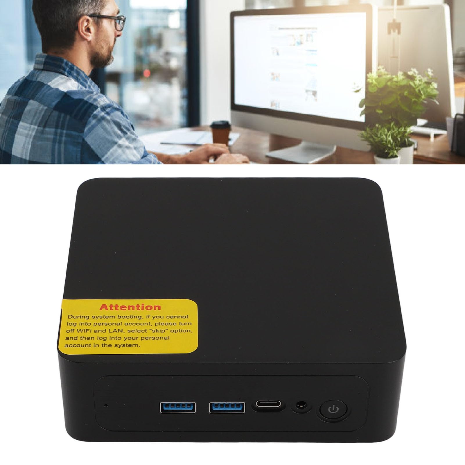 Compact Mini PC with Intel i3-1215U Processor, BT 5.2, USB-C & USB 3.2/2.0, NVMe SSD (16GB RAM + 512GB) - Ideal for Home Office, Gaming & Media Streaming